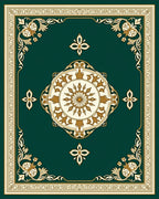 Elegant Gold Floral Medallion Border Rug