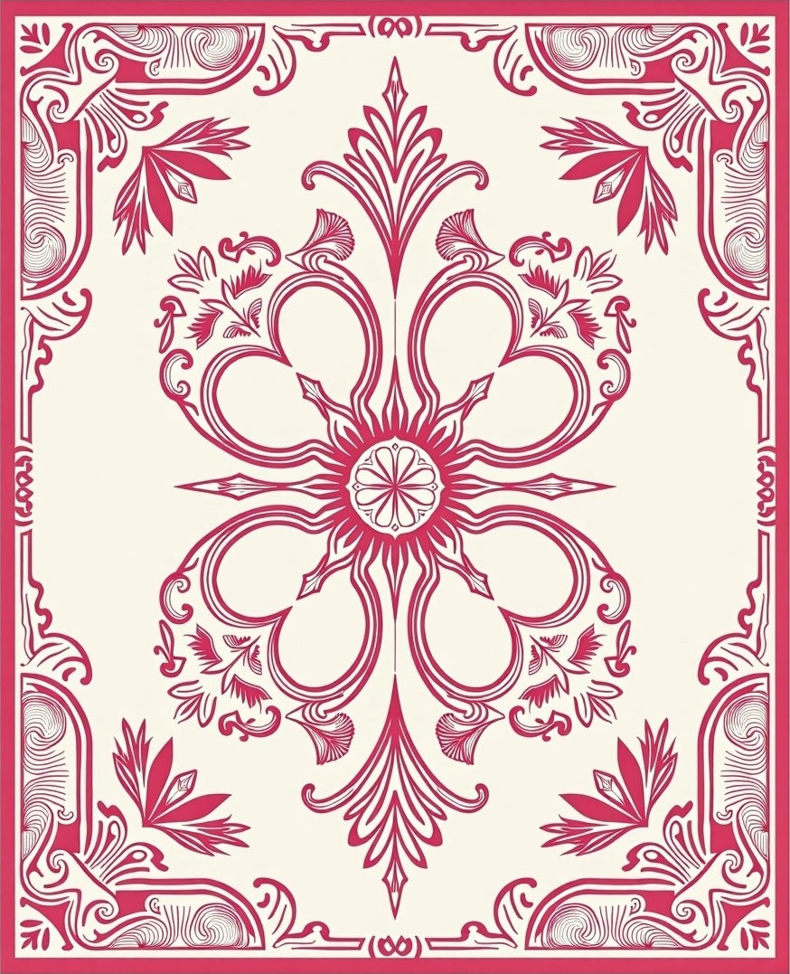 Ornate Floral Scrollwork Design Rug