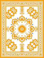 Golden Sunburst Medallion Floral Rug