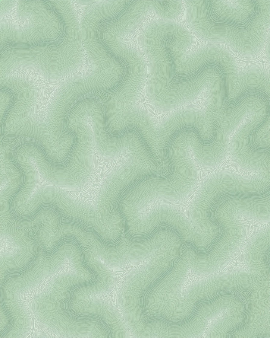 Soft Green Wavy Lined Organic Pattern Rug