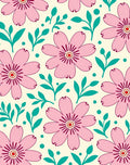 Pink Flower Leaf Pattern Rug