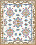 Floral Medallion Pattern Tile Rug