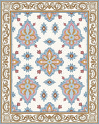 Floral Medallion Pattern Tile Rug