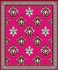 Rich Damask Pattern Pink Rug