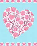 Pink Heart Floral Vine Pattern Rug