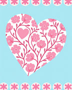 Pink Heart Floral Vine Pattern Rug
