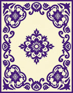 Ornate Floral Damask Pattern Tile Rug