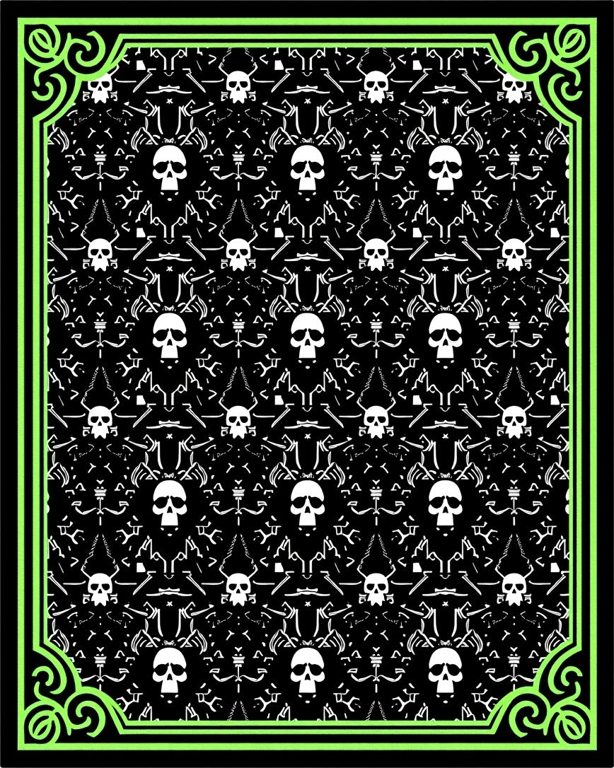 Black Skull Patterned Graphic Design Rug