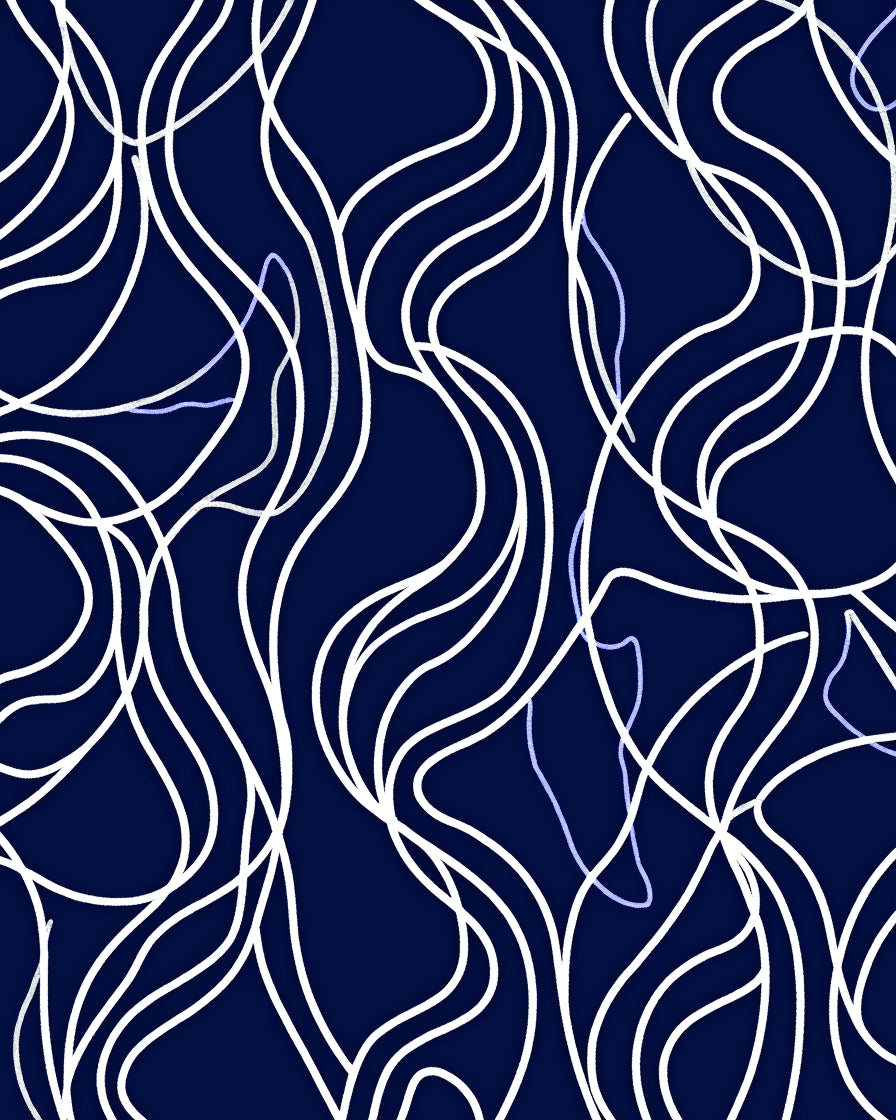 Abstract White Swirls Dark Blue Design Rug