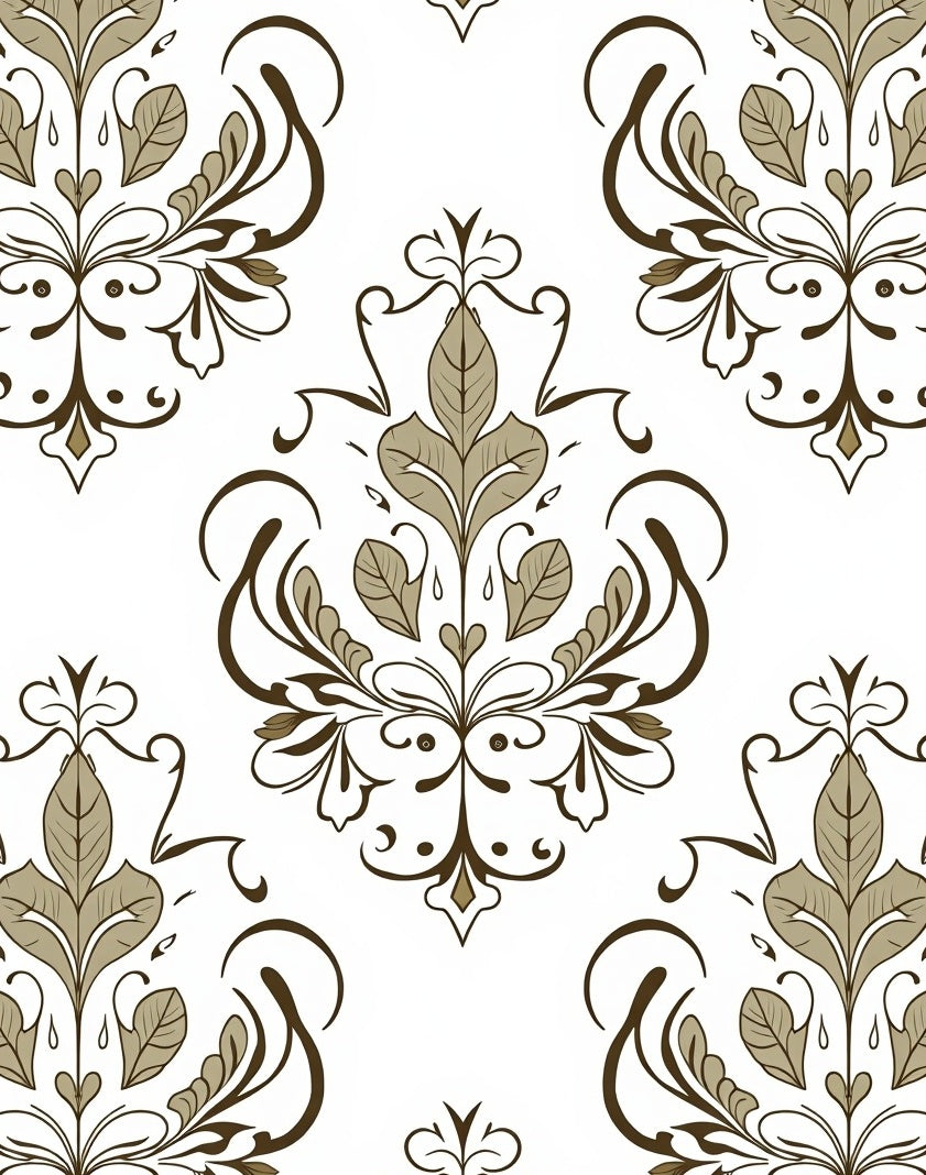 Ornate Floral Scroll Work Pattern Rug