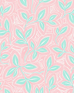 Pink Teal Leafy Abstract Pattern Rug