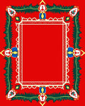 Bold Red Green Floral Frame Rug