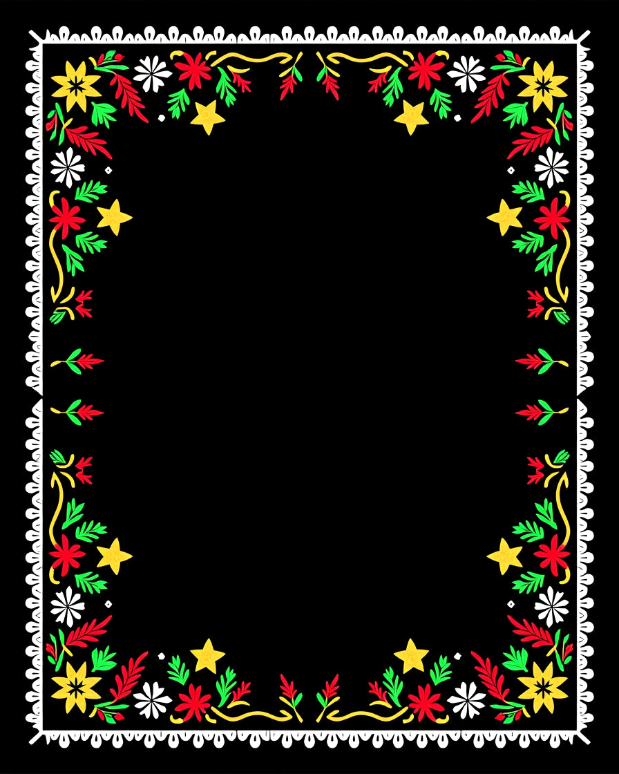 Festive Floral Star Border Design Rug