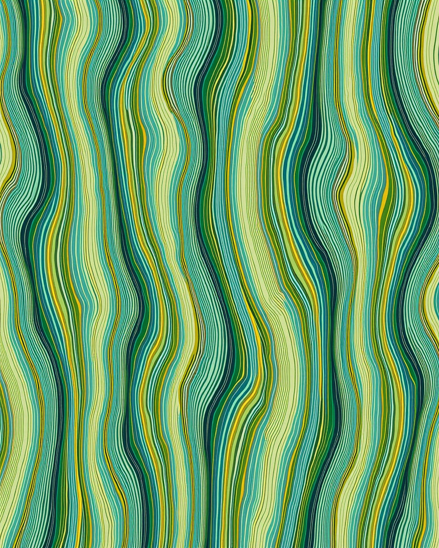 Verdant Wavy Stripe Pattern Rug