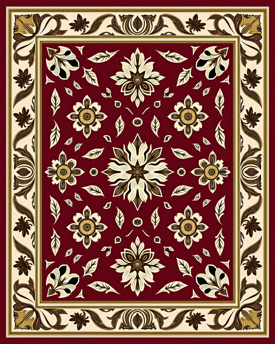 Ornate Floral Swirl Pattern Rug