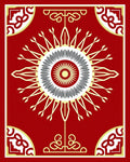 Central Sunburst Geometric Design Red Rug