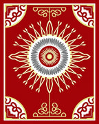 Central Sunburst Geometric Design Red Rug