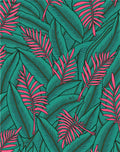 Tropical Teal Pink Palm Leaf Collage Rug