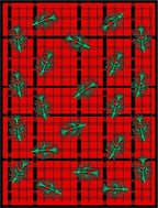 Red Plaid Pine Branch Pattern Rug
