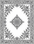 Intricate Floral Scroll Border Design Rug