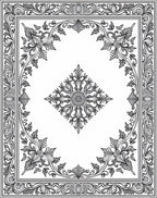 Intricate Floral Scroll Border Design Rug