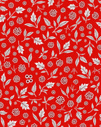 Red White Floral Leaf Pattern Rug