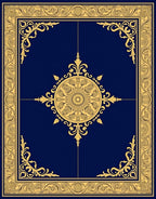 Ornate Golden Floral Medallion Border Rug