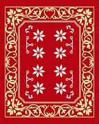 Red Floral Border Design Rug