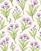 Delicate Lavender Floral Botanical Pattern Rug