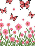 Pink Butterfly and Daisy Garden Design Rug