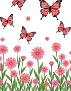 Pink Butterfly and Daisy Garden Design Rug