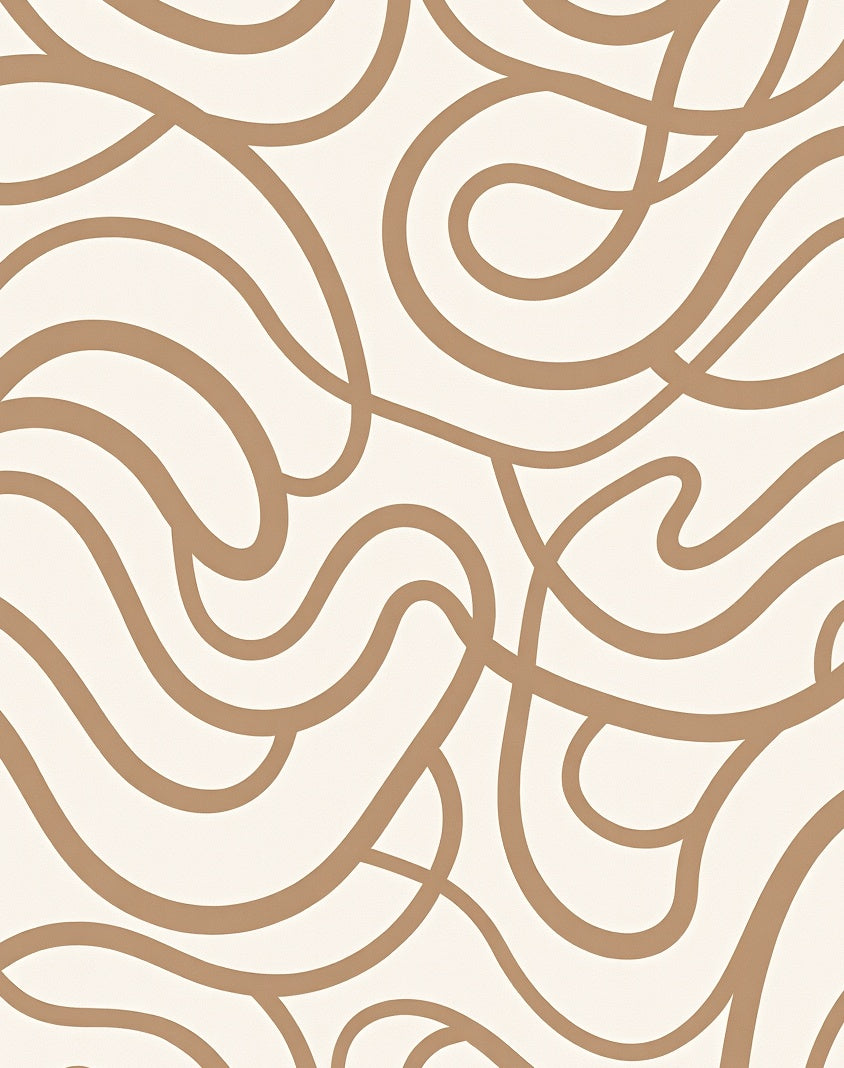 Abstract Beige Wavy Pattern Rug