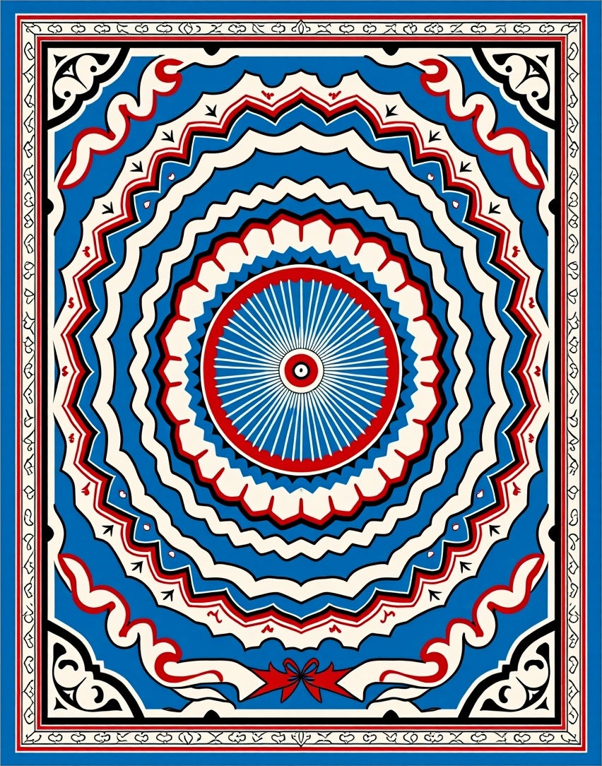 Bold Abstract Radial Pattern Design Rug