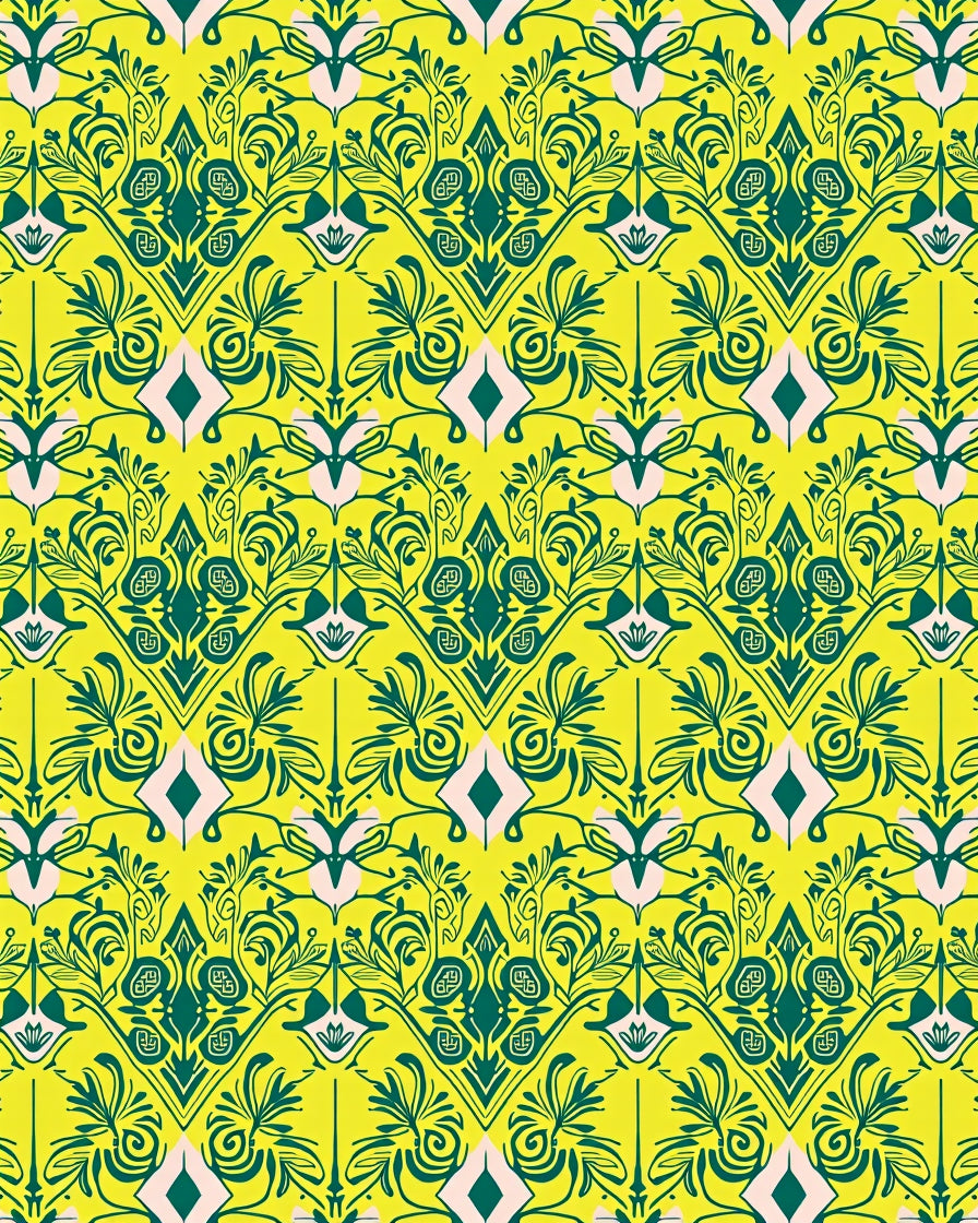 Vibrant Emerald Floral Scroll Pattern Rug