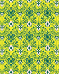 Vibrant Emerald Floral Scroll Pattern Rug