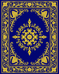 Vibrant Blue Gold Floral Medallion Rug