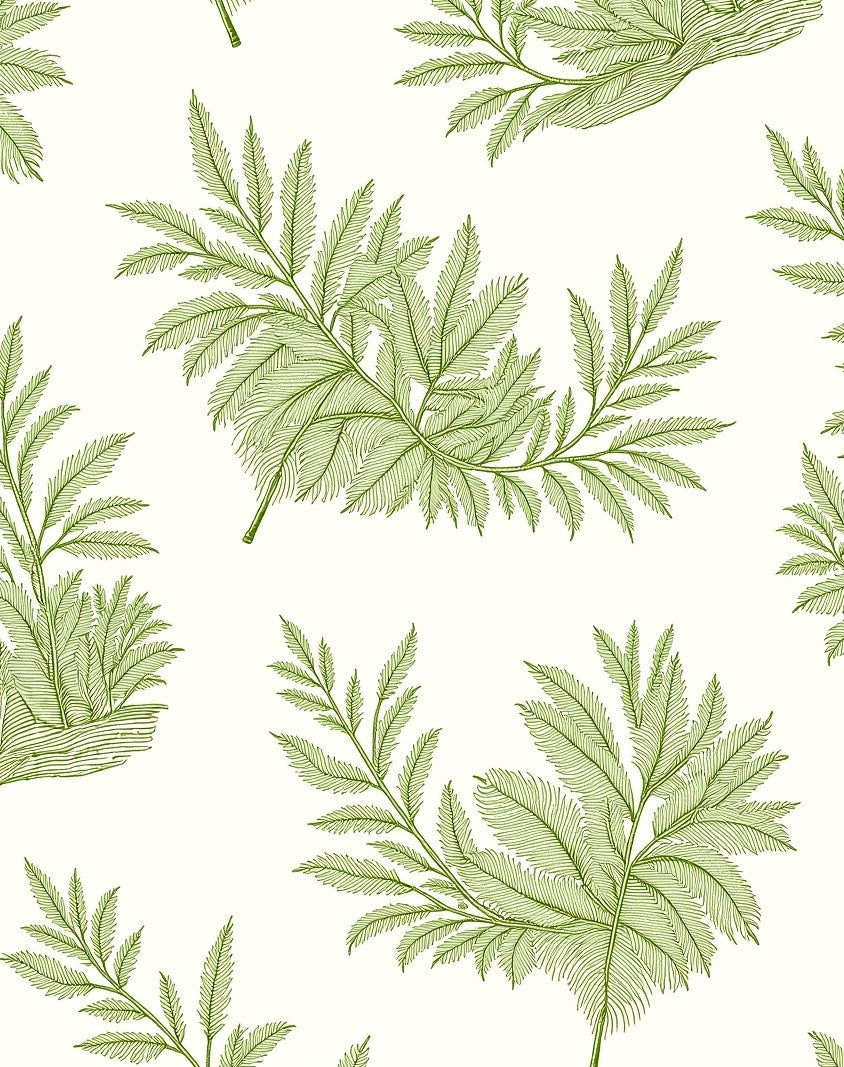 Green Botanical Fern Pattern Rug