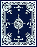 Dark Blue Floral Medallion Pattern Rug