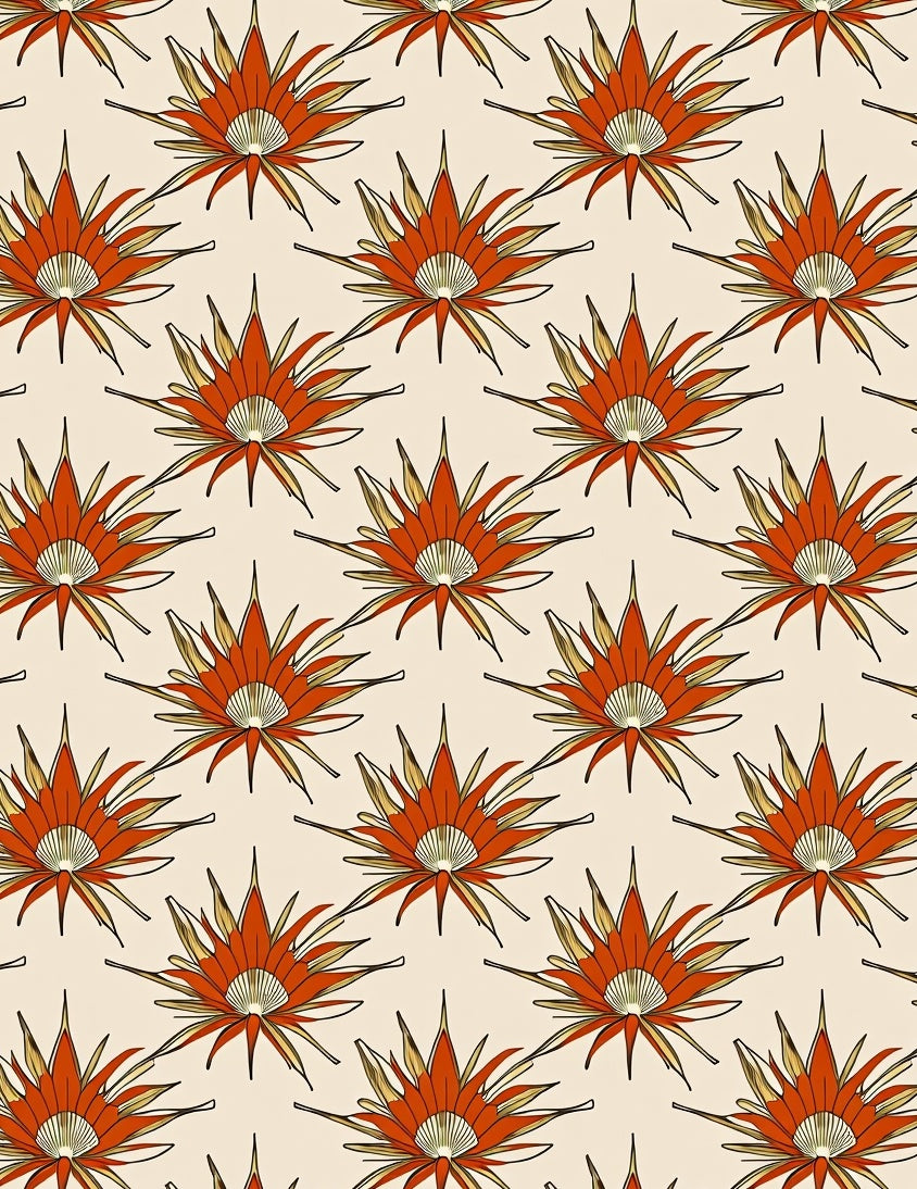 Orange Starburst Patterned Textile Rug