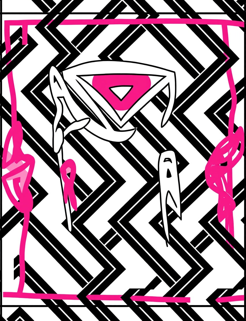 Abstract Pink Geometric Pattern Rug