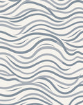 Cool Blue Wavy Striped Abstract Rug