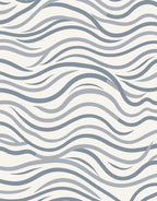 Cool Blue Wavy Striped Abstract Rug