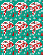 Winter Snowy Gingerbread House Scene Rug