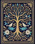 Tree of Life Birds Floral Border Design Rug