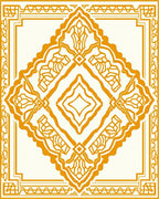 Golden Orange Art Deco Geometric Diamond Rug