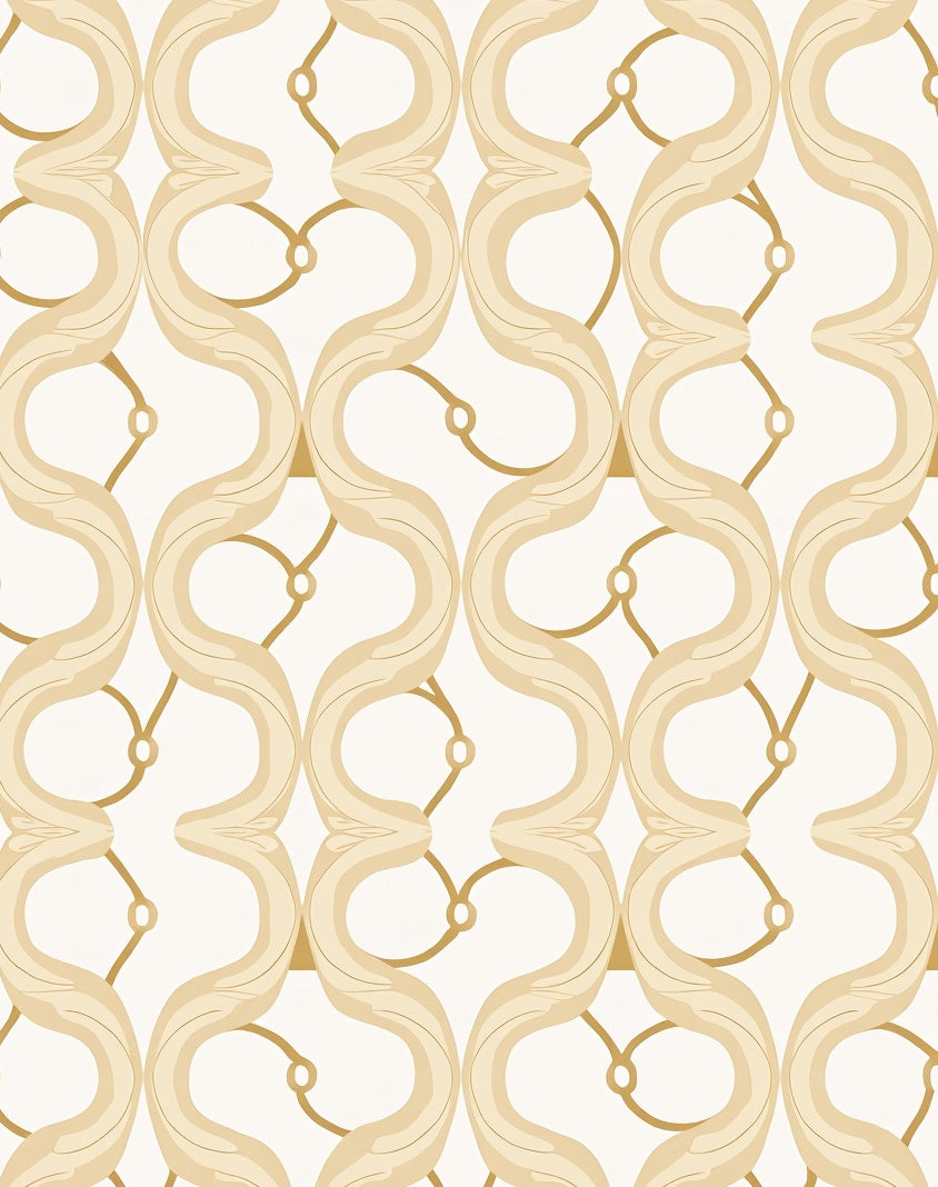 Elegant Cream Gold Swirl Pattern Rug