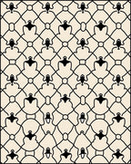 Cream Black Interlocking Figure Pattern Rug