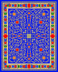 Royal Blue Geometric Gemstone Patterned Rug