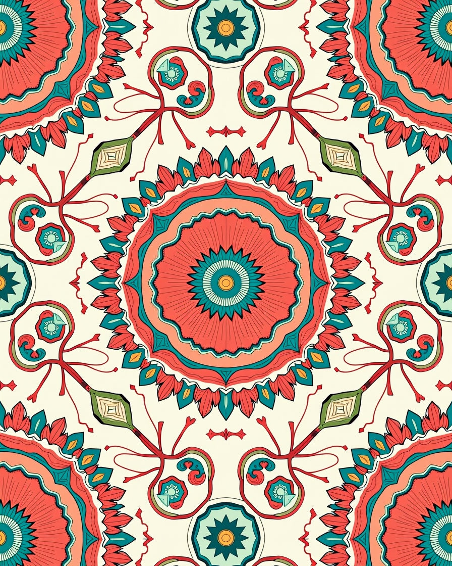 Mandala Inspired Exotic Floral Pattern Rug