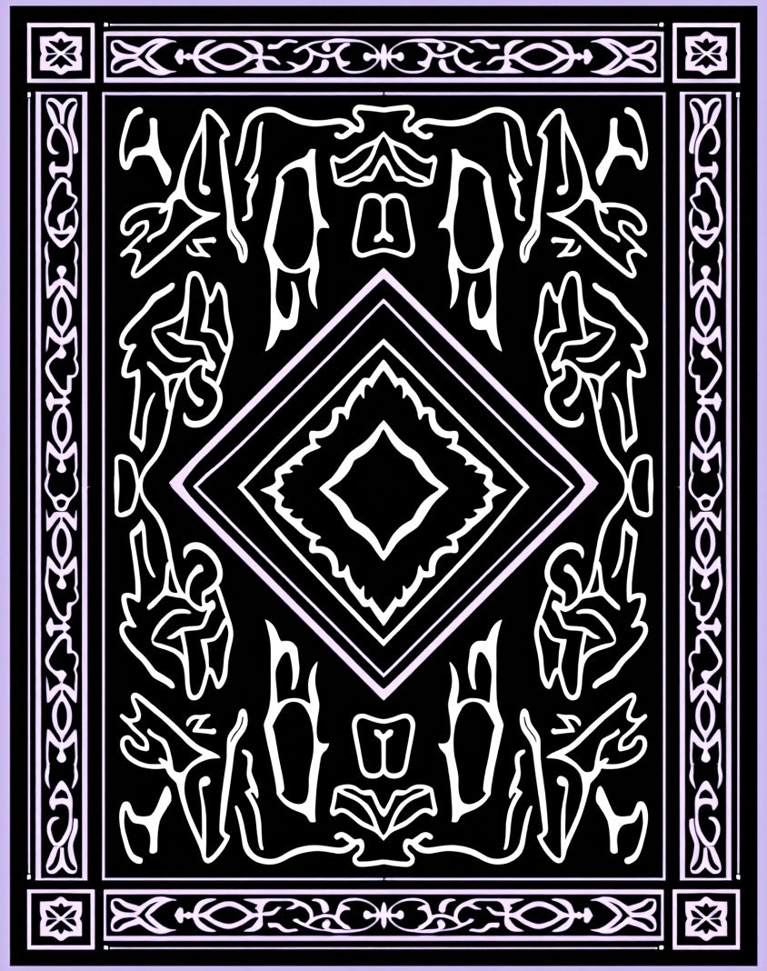 Mysterious Black White Symmetry Design Rug